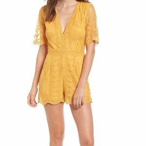 Golden Yellow Lace Romper - Medium